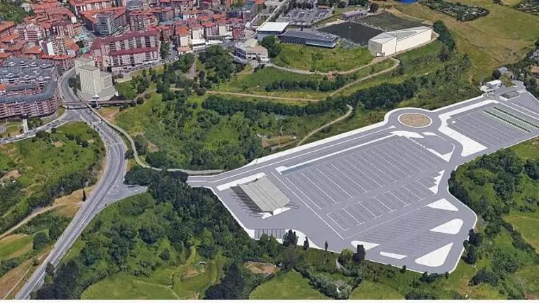 Recreaci&oacute;n del parking, el pabell&oacute;n multiusos y el centro c&iacute;vico